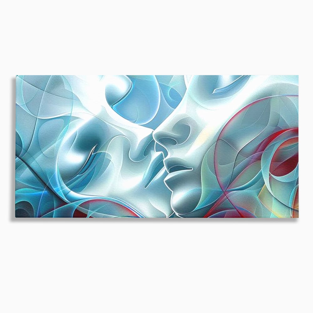 Leinwandbilder Premium LuxCanva® E1004, Soul Impletite, Fluidität, Verbindung, Harmonie, Gesichter, Vereinigung, Liebe, Wohnzimmer, kräftige Farben