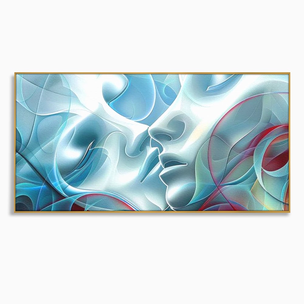 Leinwandbilder Premium LuxCanva® E1004, Soul Impletite, Fluidität, Verbindung, Harmonie, Gesichter, Vereinigung, Liebe, Wohnzimmer, kräftige Farben