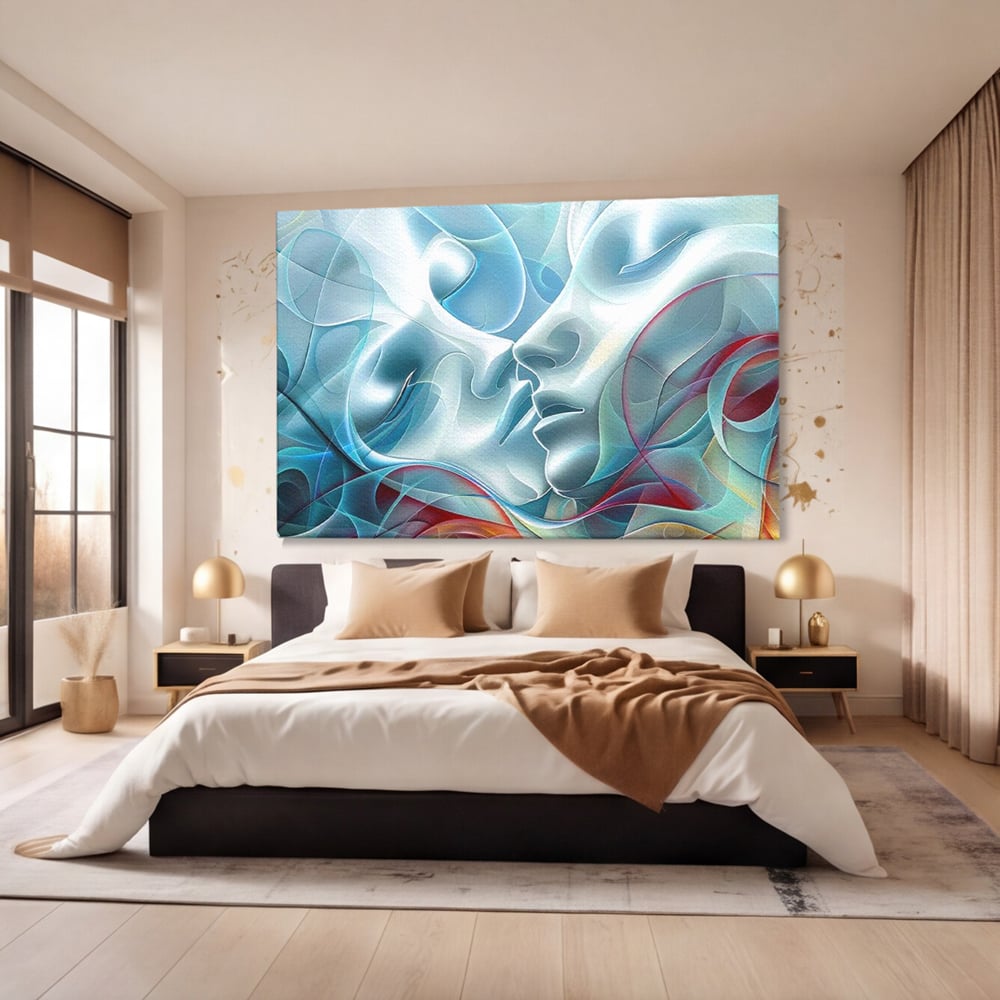 Leinwandbilder Premium LuxCanva® E1004, Soul Impletite, Fluidität, Verbindung, Harmonie, Gesichter, Vereinigung, Liebe, Wohnzimmer, kräftige Farben