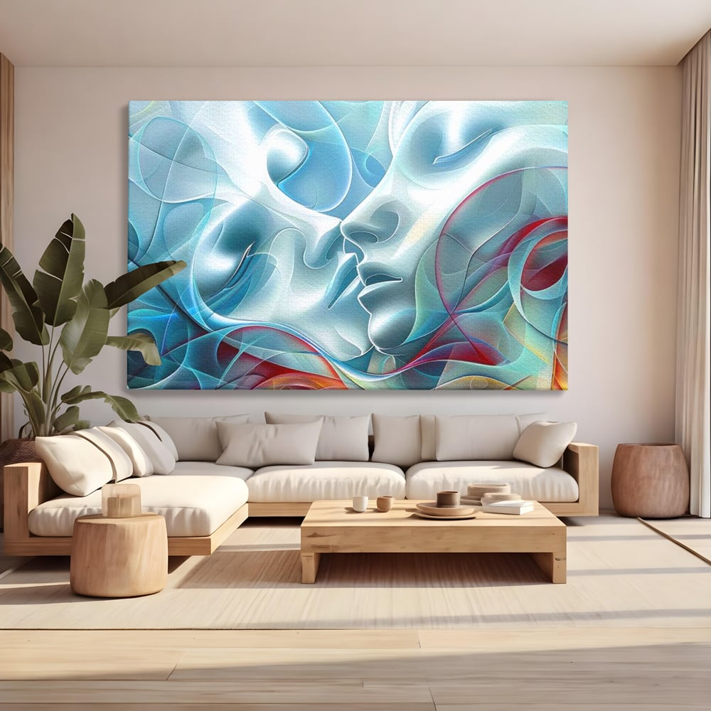 Leinwandbilder Premium LuxCanva® E1004, Soul Impletite, Fluidität, Verbindung, Harmonie, Gesichter, Vereinigung, Liebe, Wohnzimmer, kräftige Farben