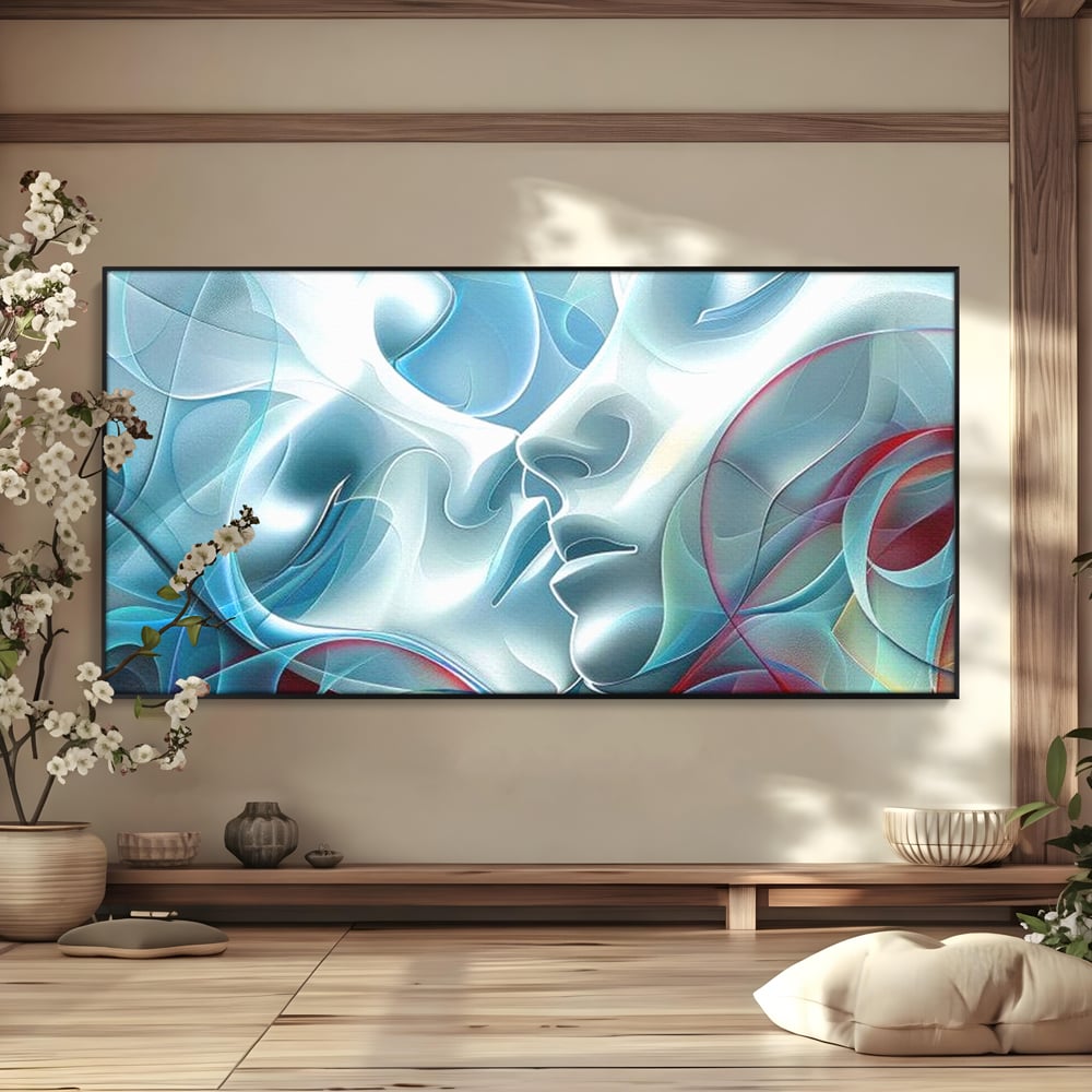 Leinwandbilder Premium LuxCanva® E1004, Soul Impletite, Fluidität, Verbindung, Harmonie, Gesichter, Vereinigung, Liebe, Wohnzimmer, kräftige Farben