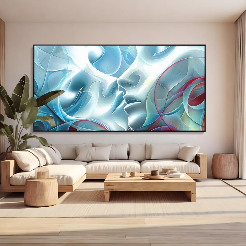 Leinwandbilder Premium LuxCanva® E1004, Soul Impletite, Fluidität, Verbindung, Harmonie, Gesichter, Vereinigung, Liebe, Wohnzimmer, kräftige Farben