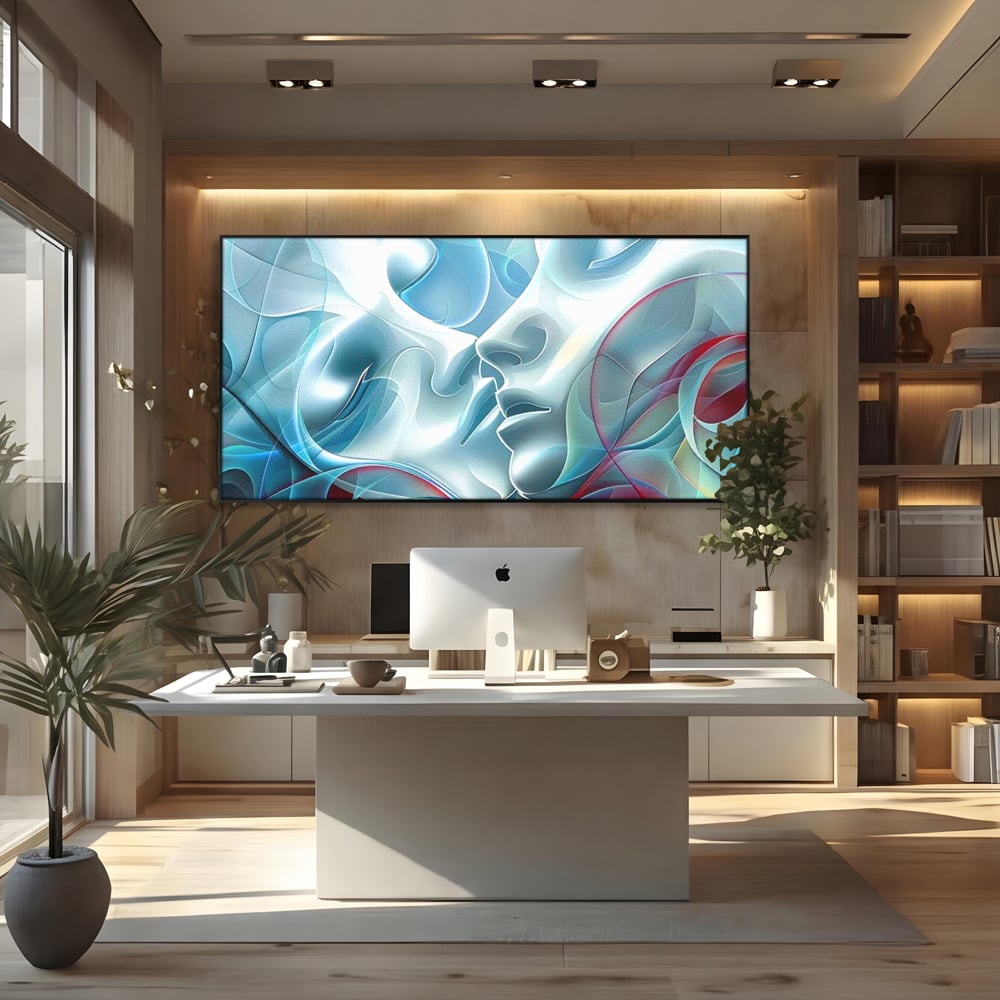 Leinwandbilder Premium LuxCanva® E1004, Soul Impletite, Fluidität, Verbindung, Harmonie, Gesichter, Vereinigung, Liebe, Wohnzimmer, kräftige Farben