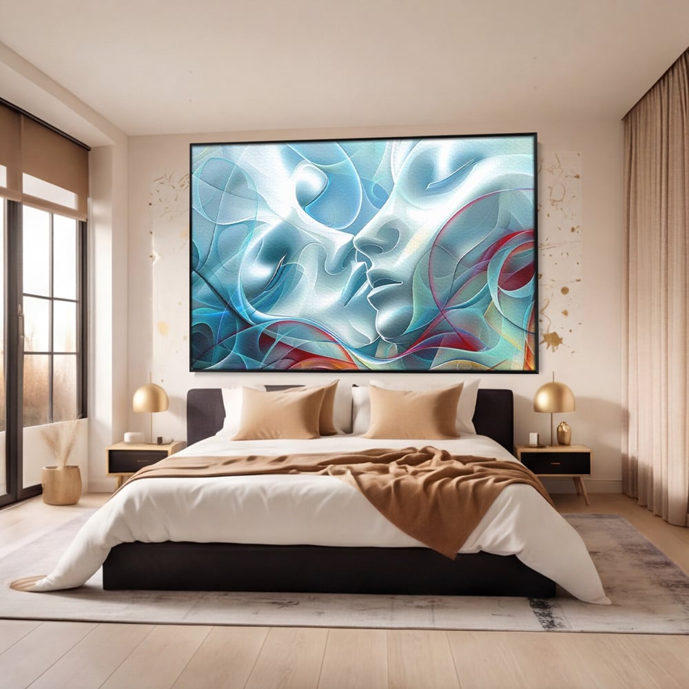 Leinwandbilder Premium LuxCanva® E1004, Soul Impletite, Fluidität, Verbindung, Harmonie, Gesichter, Vereinigung, Liebe, Wohnzimmer, kräftige Farben