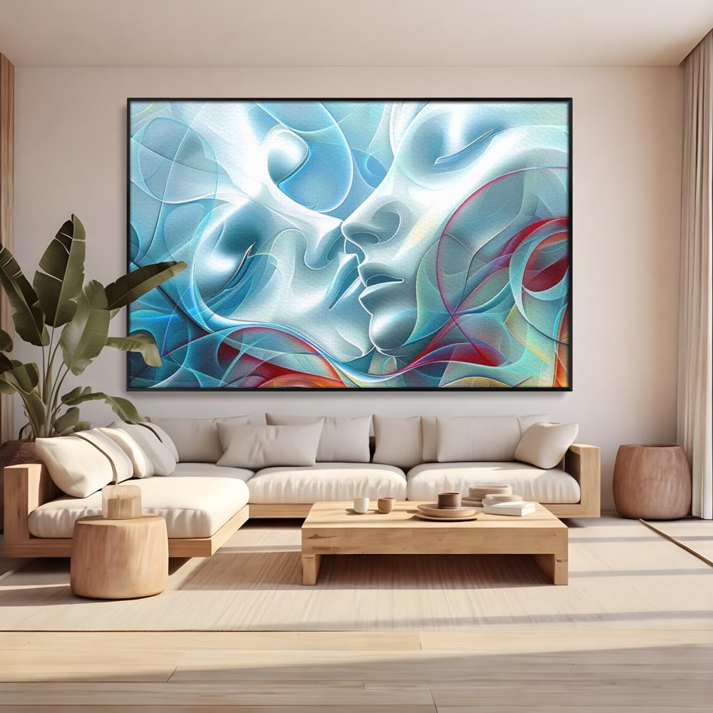 Leinwandbilder Premium LuxCanva® E1004, Soul Impletite, Fluidität, Verbindung, Harmonie, Gesichter, Vereinigung, Liebe, Wohnzimmer, kräftige Farben