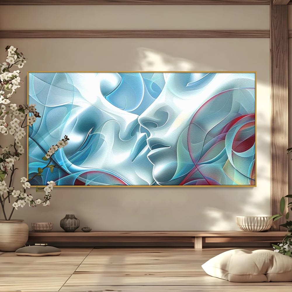 Leinwandbilder Premium LuxCanva® E1004, Soul Impletite, Fluidität, Verbindung, Harmonie, Gesichter, Vereinigung, Liebe, Wohnzimmer, kräftige Farben