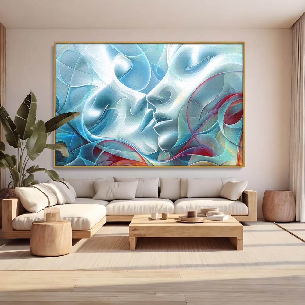 Leinwandbilder Premium LuxCanva® E1004, Soul Impletite, Fluidität, Verbindung, Harmonie, Gesichter, Vereinigung, Liebe, Wohnzimmer, kräftige Farben