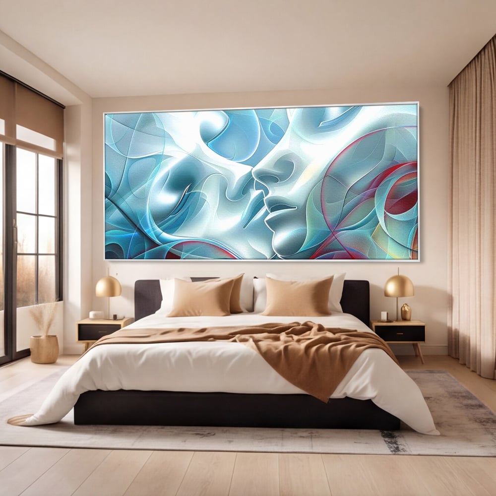Leinwandbilder Premium LuxCanva® E1004, Soul Impletite, Fluidität, Verbindung, Harmonie, Gesichter, Vereinigung, Liebe, Wohnzimmer, kräftige Farben