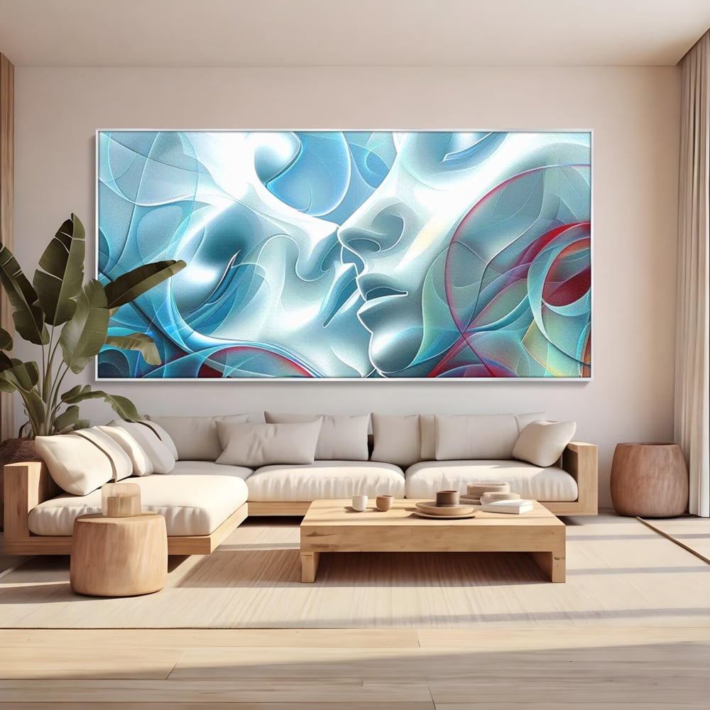 Leinwandbilder Premium LuxCanva® E1004, Soul Impletite, Fluidität, Verbindung, Harmonie, Gesichter, Vereinigung, Liebe, Wohnzimmer, kräftige Farben