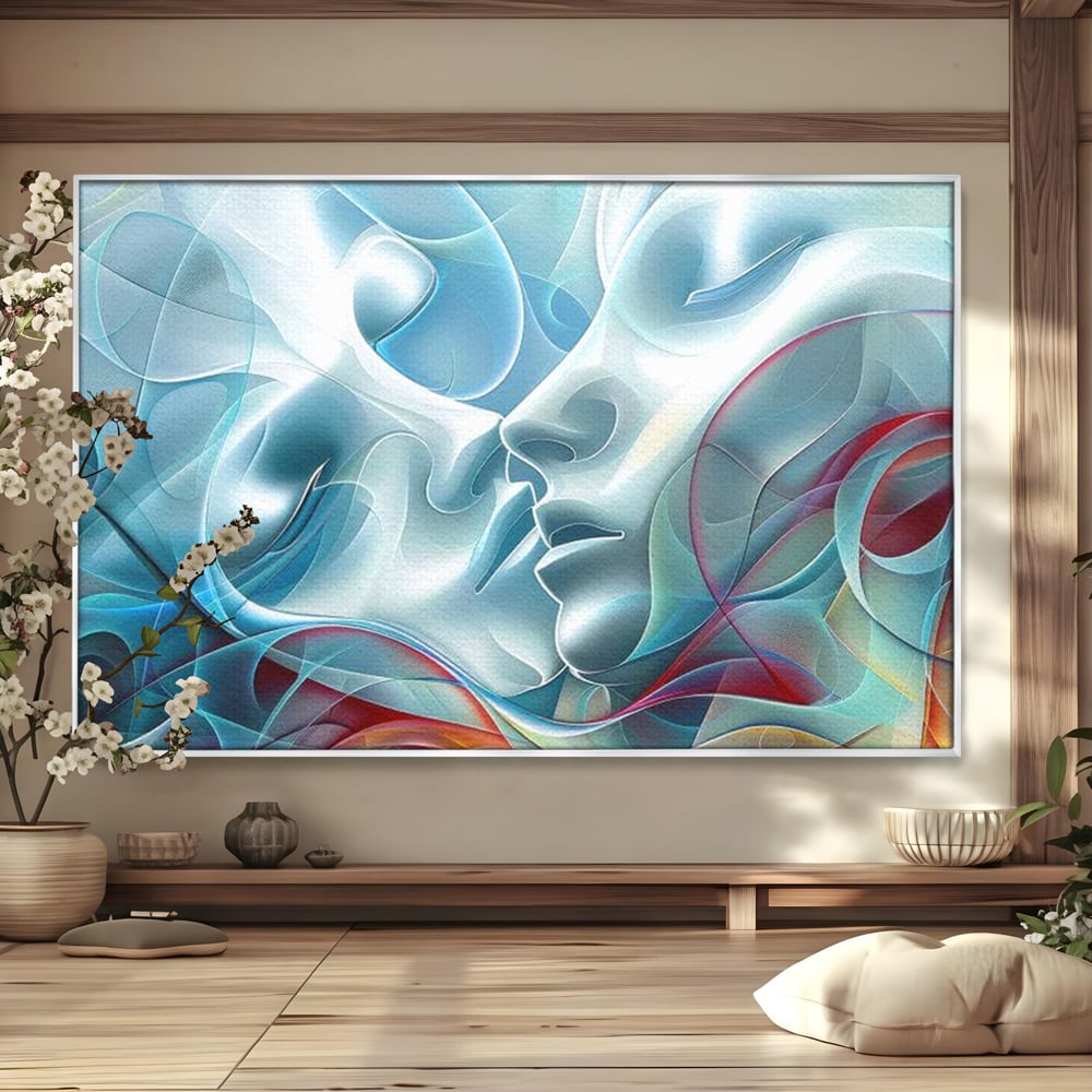 Leinwandbilder Premium LuxCanva® E1004, Soul Impletite, Fluidität, Verbindung, Harmonie, Gesichter, Vereinigung, Liebe, Wohnzimmer, kräftige Farben