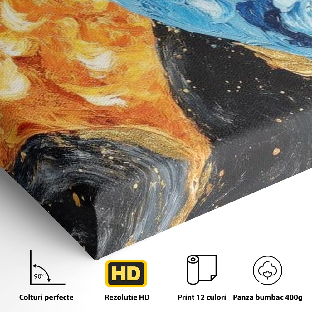 Tablou Canvas Premium LuxCanva® E1005, Inimi de Foc si Gheata, Foc, Apa, Gheata, Pasiune, Infinit, Living Room, Culori vibrante