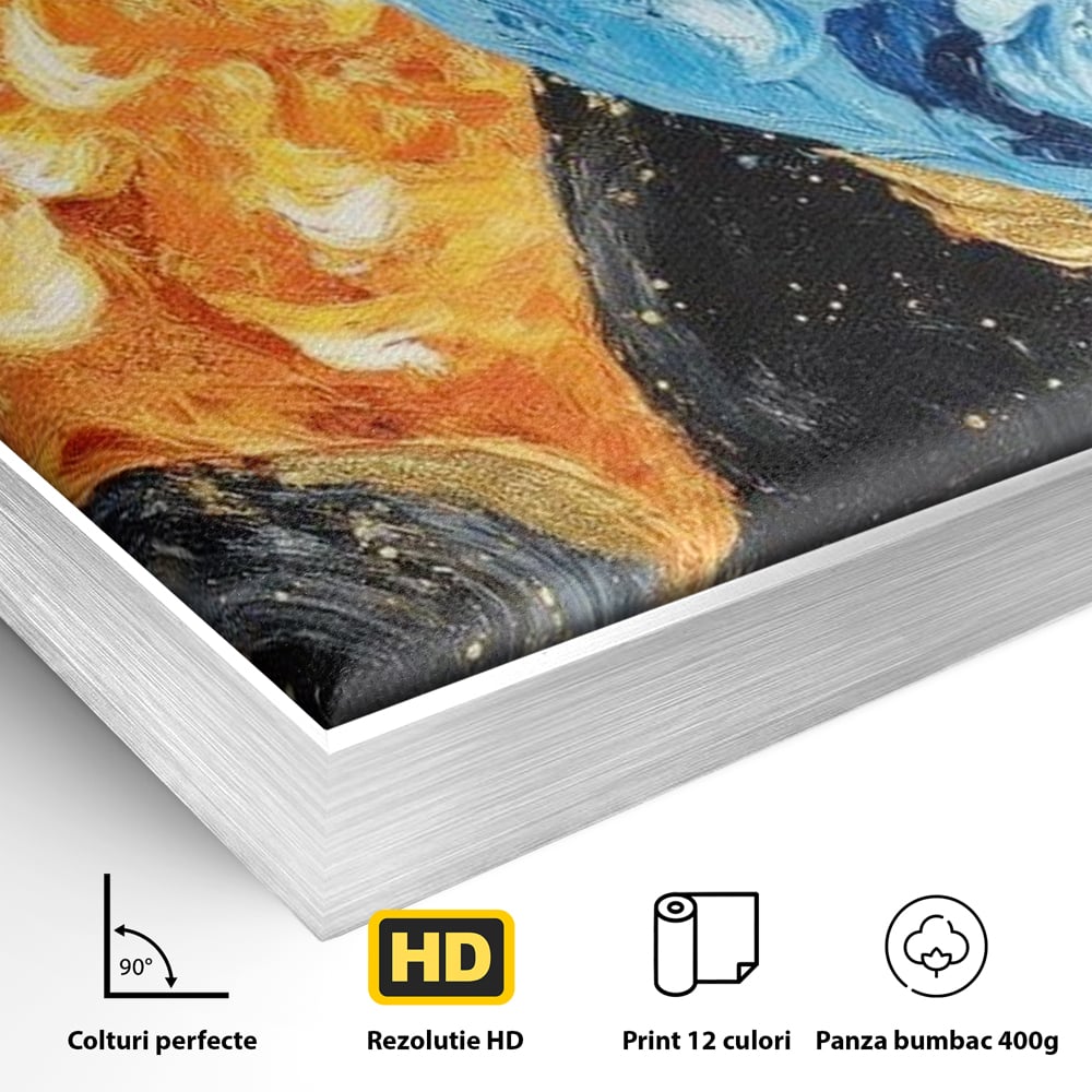Tablou Canvas Premium LuxCanva® E1005, Inimi de Foc si Gheata, Foc, Apa, Gheata, Pasiune, Infinit, Living Room, Culori vibrante