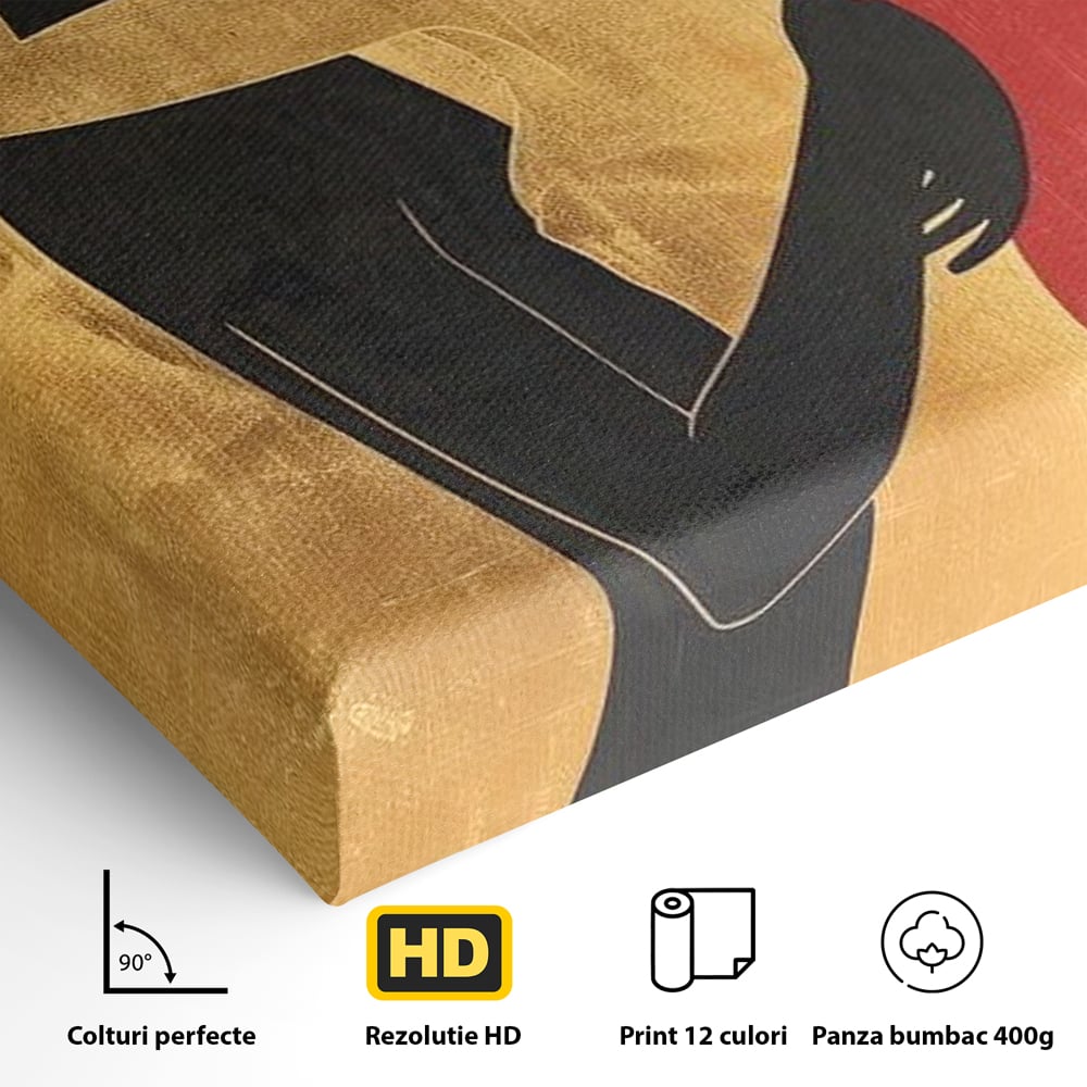 Tablou Canvas Premium LuxCanva® E1006, Imbratisarea Sufletelor, Protectie, Intimitate, Eternitate, Auriu, Negru, Living Room, Culori vibrante