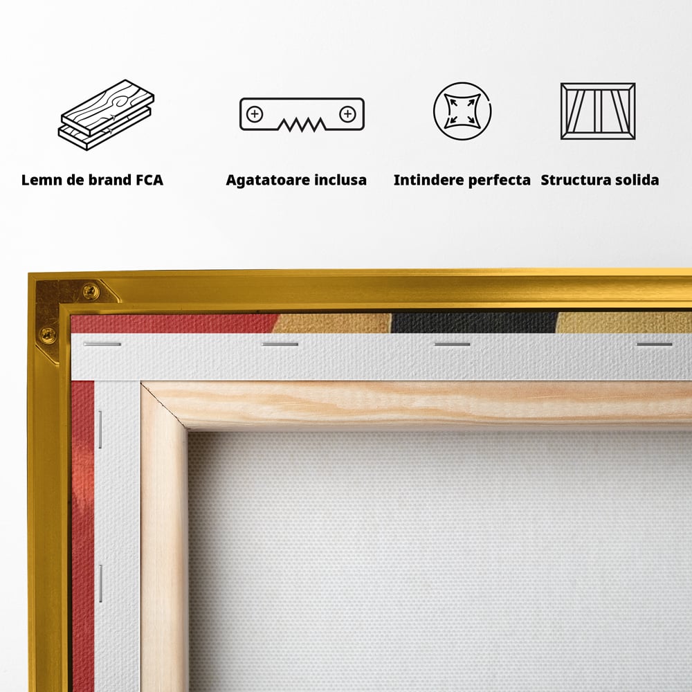 Tablou Canvas Premium LuxCanva® E1006, Imbratisarea Sufletelor, Protectie, Intimitate, Eternitate, Auriu, Negru, Living Room, Culori vibrante