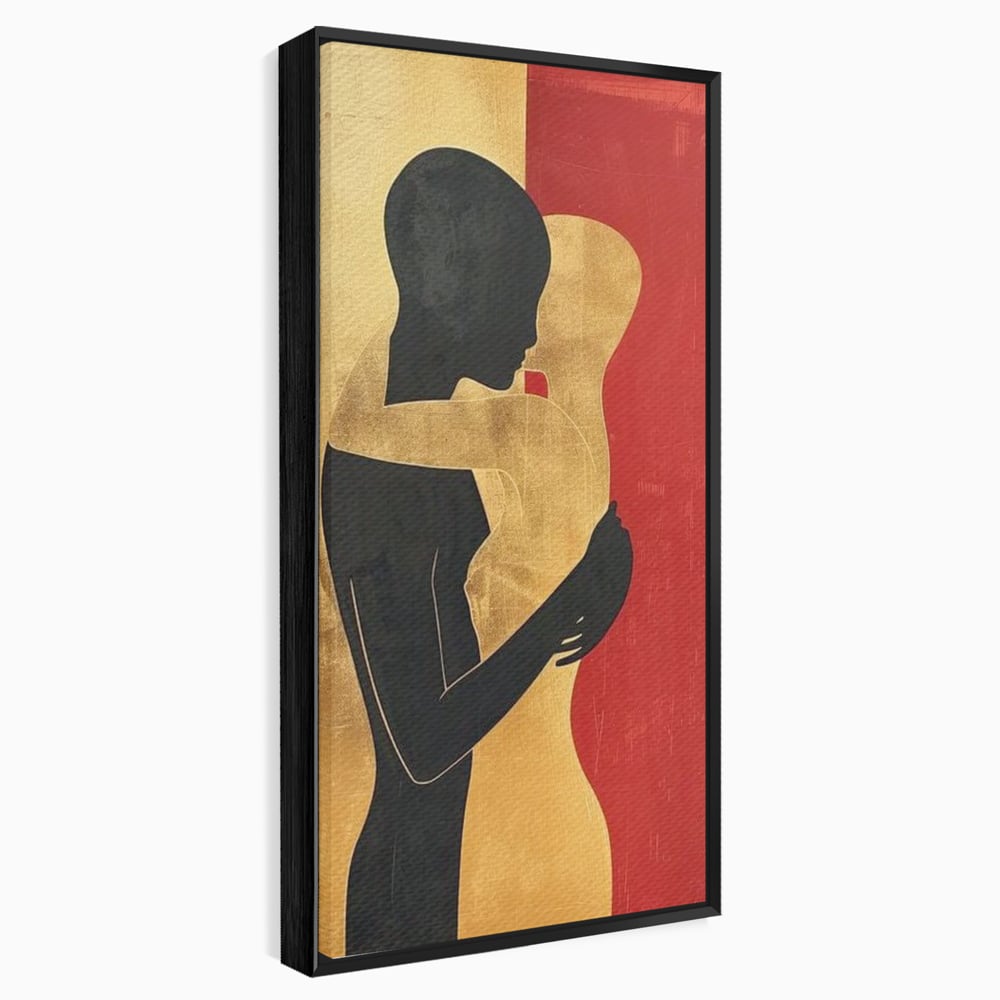 Tablou Canvas Premium LuxCanva® E1006, Imbratisarea Sufletelor, Protectie, Intimitate, Eternitate, Auriu, Negru, Living Room, Culori vibrante