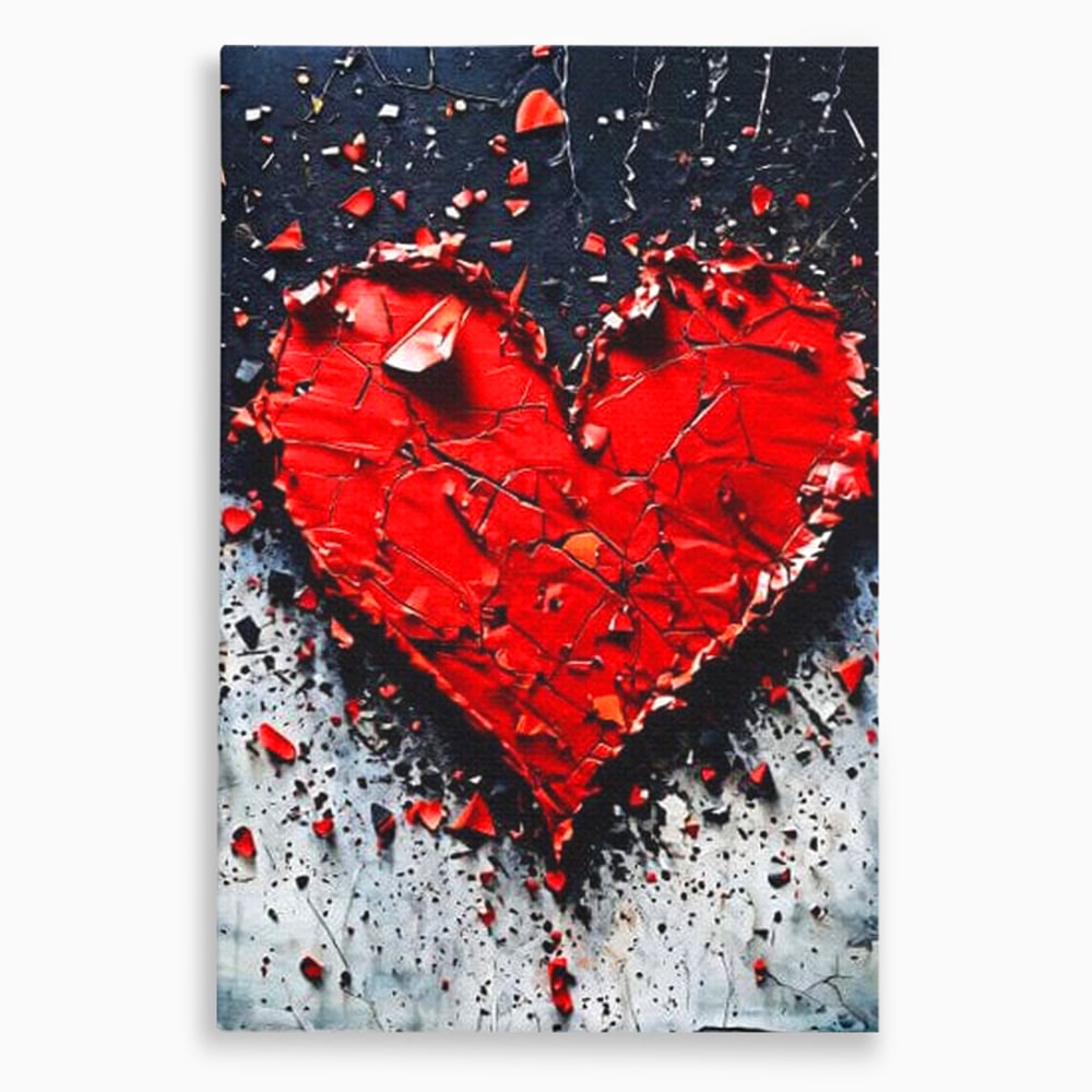 Leinwandbilder Premium LuxCanva® E1007, Liebe in Trümmern, Liebe, Zerbrechlichkeit, Leidenschaft, Bruch, Emotion, Wohnzimmer, Lebendige Farben