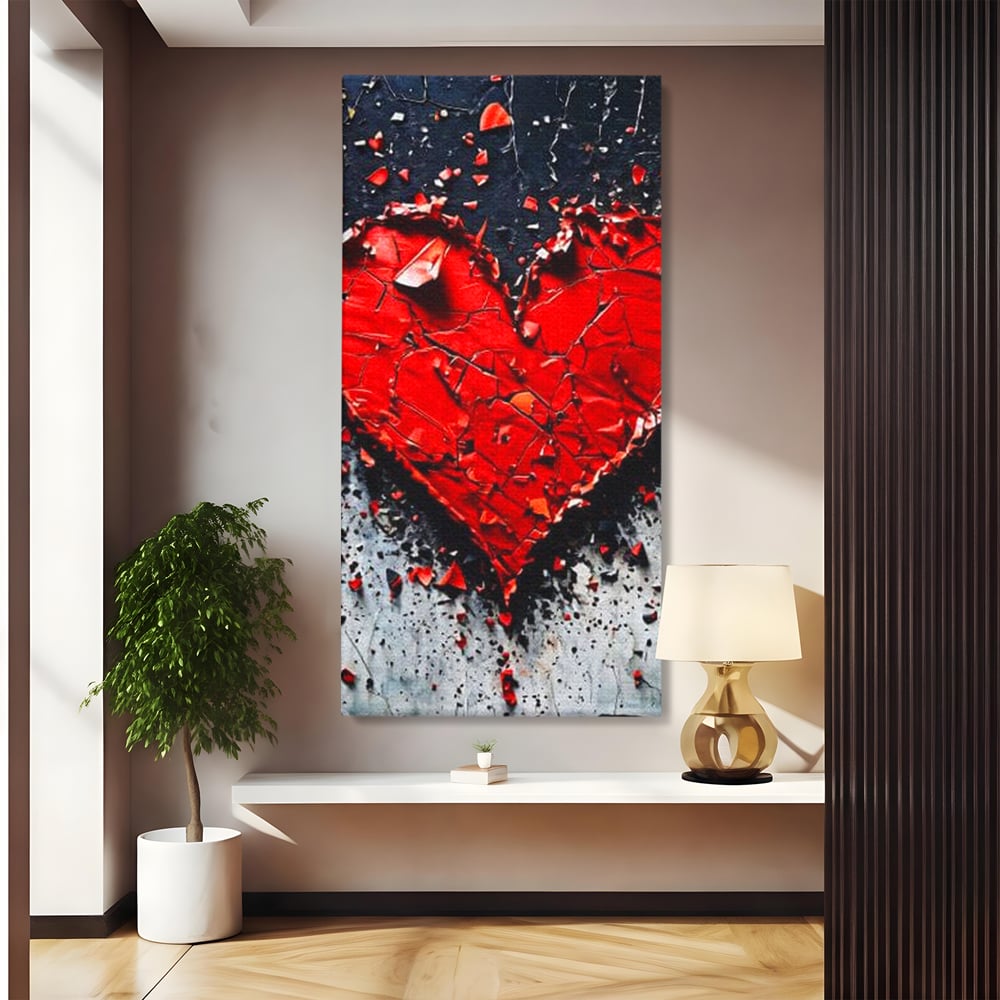 Leinwandbilder Premium LuxCanva® E1007, Liebe in Trümmern, Liebe, Zerbrechlichkeit, Leidenschaft, Bruch, Emotion, Wohnzimmer, Lebendige Farben