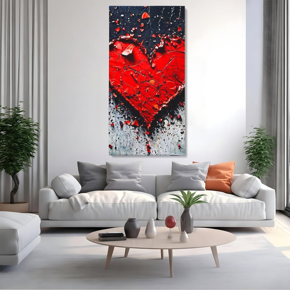 Leinwandbilder Premium LuxCanva® E1007, Liebe in Trümmern, Liebe, Zerbrechlichkeit, Leidenschaft, Bruch, Emotion, Wohnzimmer, Lebendige Farben