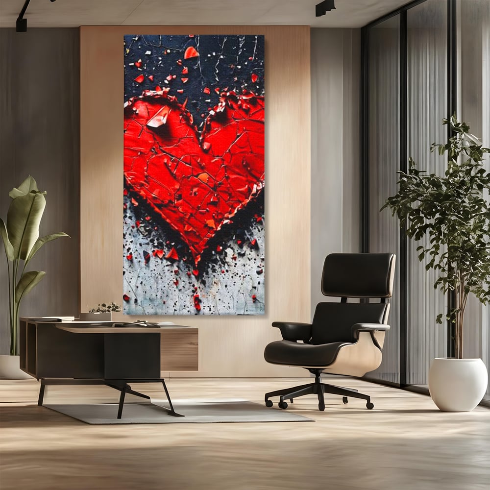 Leinwandbilder Premium LuxCanva® E1007, Liebe in Trümmern, Liebe, Zerbrechlichkeit, Leidenschaft, Bruch, Emotion, Wohnzimmer, Lebendige Farben