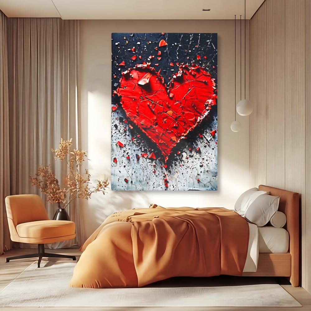 Leinwandbilder Premium LuxCanva® E1007, Liebe in Trümmern, Liebe, Zerbrechlichkeit, Leidenschaft, Bruch, Emotion, Wohnzimmer, Lebendige Farben