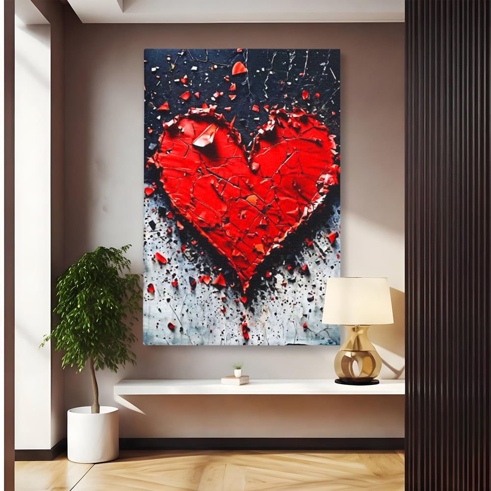 Leinwandbilder Premium LuxCanva® E1007, Liebe in Trümmern, Liebe, Zerbrechlichkeit, Leidenschaft, Bruch, Emotion, Wohnzimmer, Lebendige Farben