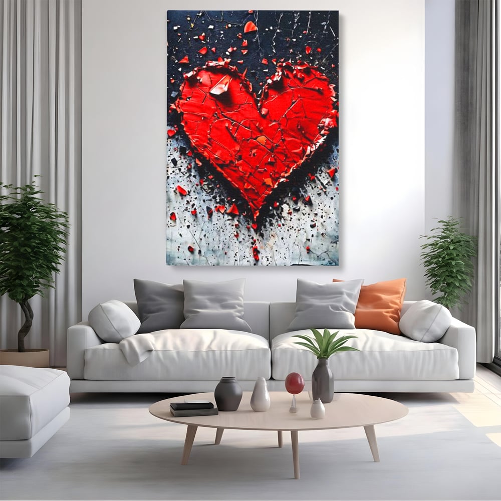 Leinwandbilder Premium LuxCanva® E1007, Liebe in Trümmern, Liebe, Zerbrechlichkeit, Leidenschaft, Bruch, Emotion, Wohnzimmer, Lebendige Farben