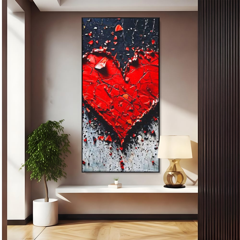 Leinwandbilder Premium LuxCanva® E1007, Liebe in Trümmern, Liebe, Zerbrechlichkeit, Leidenschaft, Bruch, Emotion, Wohnzimmer, Lebendige Farben