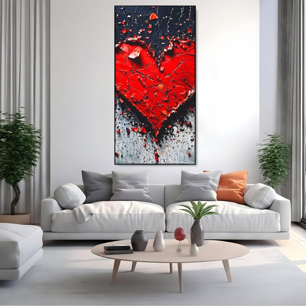 Leinwandbilder Premium LuxCanva® E1007, Liebe in Trümmern, Liebe, Zerbrechlichkeit, Leidenschaft, Bruch, Emotion, Wohnzimmer, Lebendige Farben