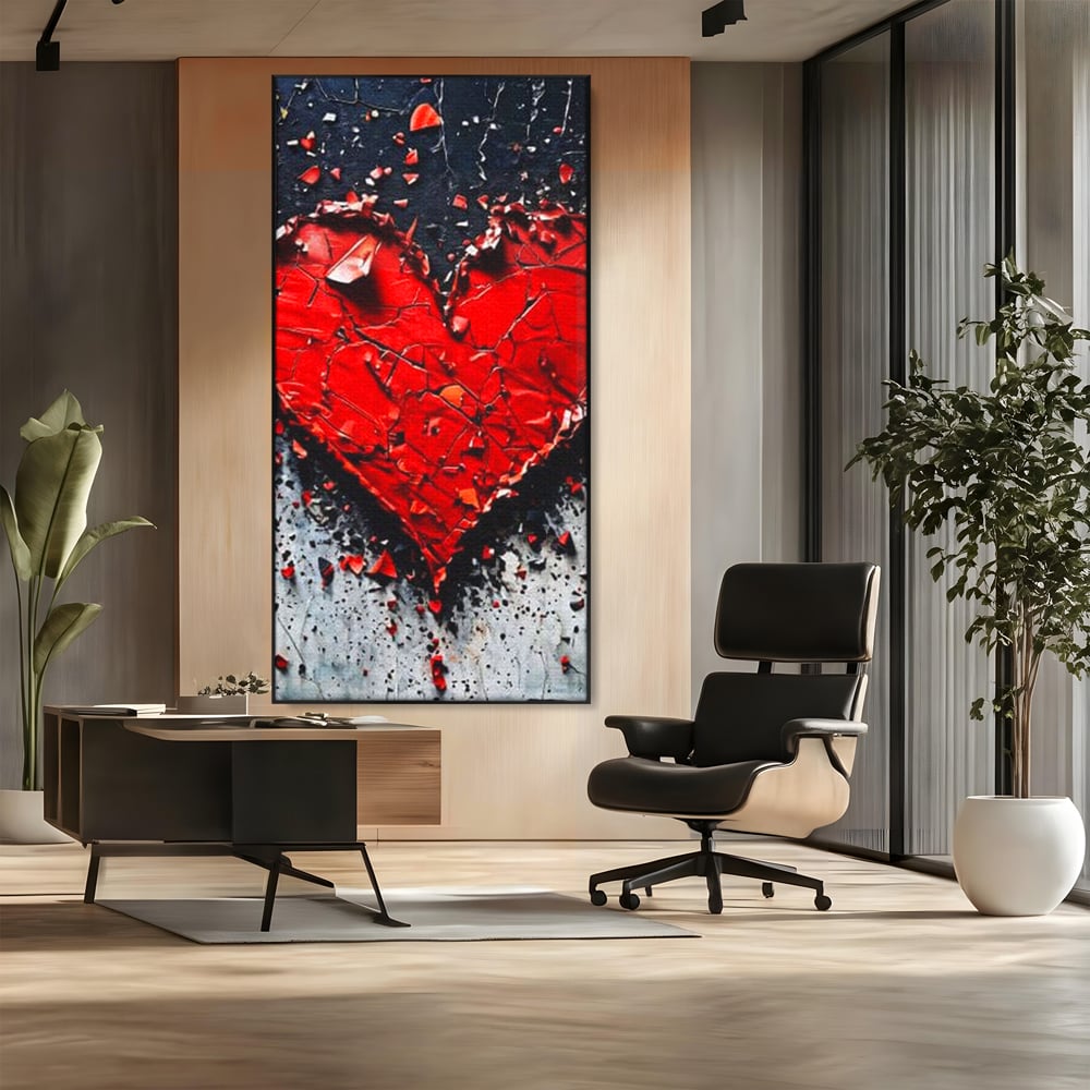 Leinwandbilder Premium LuxCanva® E1007, Liebe in Trümmern, Liebe, Zerbrechlichkeit, Leidenschaft, Bruch, Emotion, Wohnzimmer, Lebendige Farben