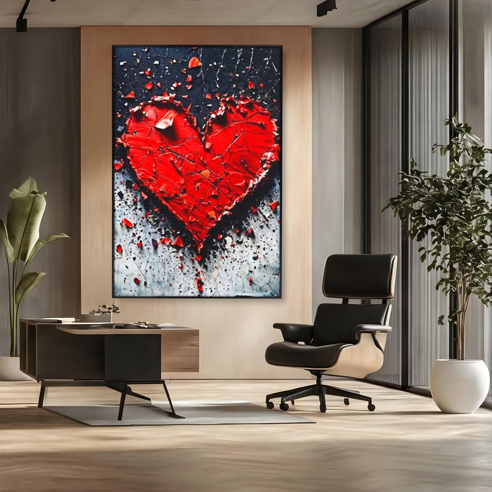 Leinwandbilder Premium LuxCanva® E1007, Liebe in Trümmern, Liebe, Zerbrechlichkeit, Leidenschaft, Bruch, Emotion, Wohnzimmer, Lebendige Farben