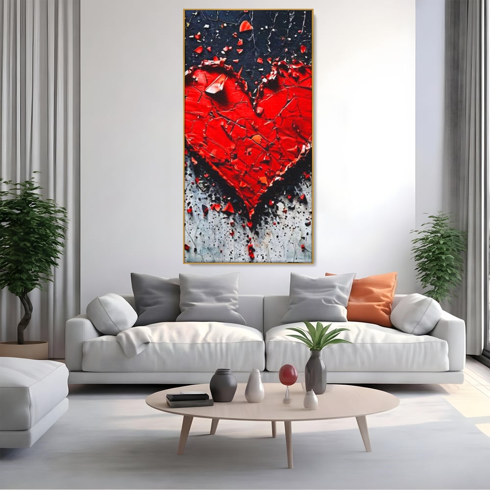 Leinwandbilder Premium LuxCanva® E1007, Liebe in Trümmern, Liebe, Zerbrechlichkeit, Leidenschaft, Bruch, Emotion, Wohnzimmer, Lebendige Farben