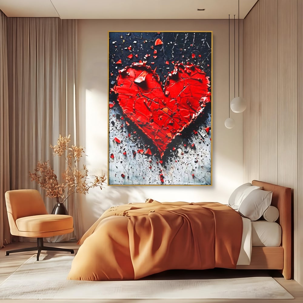 Leinwandbilder Premium LuxCanva® E1007, Liebe in Trümmern, Liebe, Zerbrechlichkeit, Leidenschaft, Bruch, Emotion, Wohnzimmer, Lebendige Farben