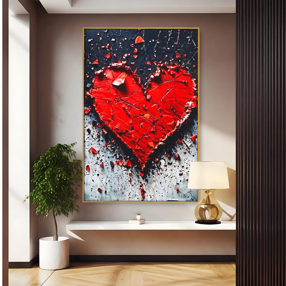 Leinwandbilder Premium LuxCanva® E1007, Liebe in Trümmern, Liebe, Zerbrechlichkeit, Leidenschaft, Bruch, Emotion, Wohnzimmer, Lebendige Farben