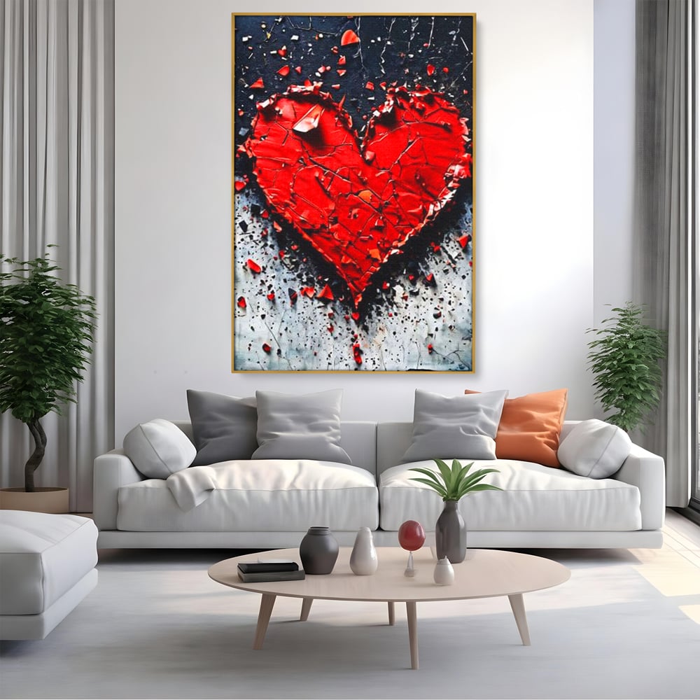 Leinwandbilder Premium LuxCanva® E1007, Liebe in Trümmern, Liebe, Zerbrechlichkeit, Leidenschaft, Bruch, Emotion, Wohnzimmer, Lebendige Farben
