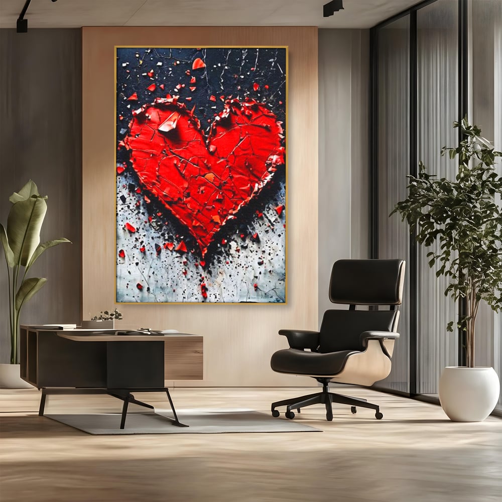 Leinwandbilder Premium LuxCanva® E1007, Liebe in Trümmern, Liebe, Zerbrechlichkeit, Leidenschaft, Bruch, Emotion, Wohnzimmer, Lebendige Farben