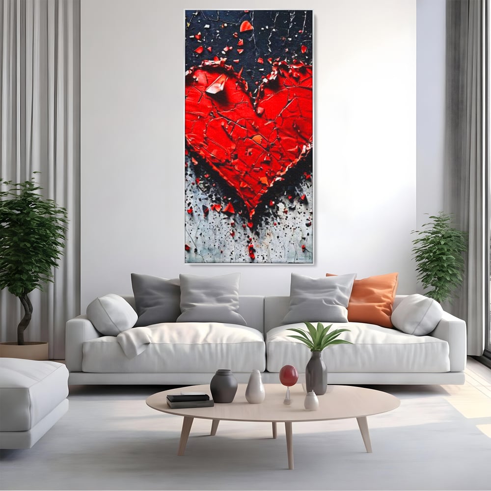Leinwandbilder Premium LuxCanva® E1007, Liebe in Trümmern, Liebe, Zerbrechlichkeit, Leidenschaft, Bruch, Emotion, Wohnzimmer, Lebendige Farben