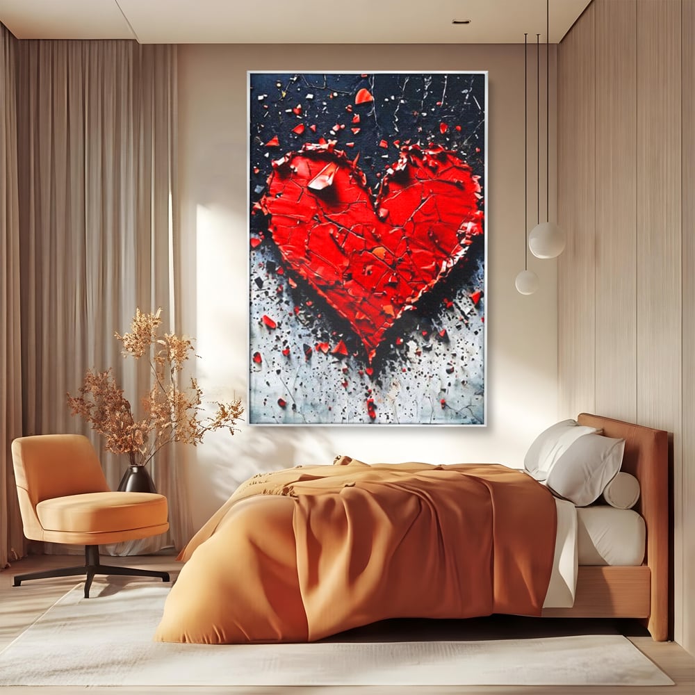 Leinwandbilder Premium LuxCanva® E1007, Liebe in Trümmern, Liebe, Zerbrechlichkeit, Leidenschaft, Bruch, Emotion, Wohnzimmer, Lebendige Farben