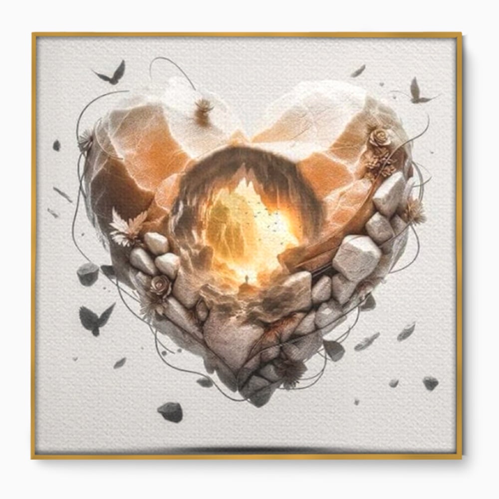 Leinwandbilder Premium LuxCanva® E1008, Eternal Heart, Wiedergeburt, Licht, Hoffnung, Ewigkeit, Eternity, Stones, Wohnzimmer, Lebendige Farben