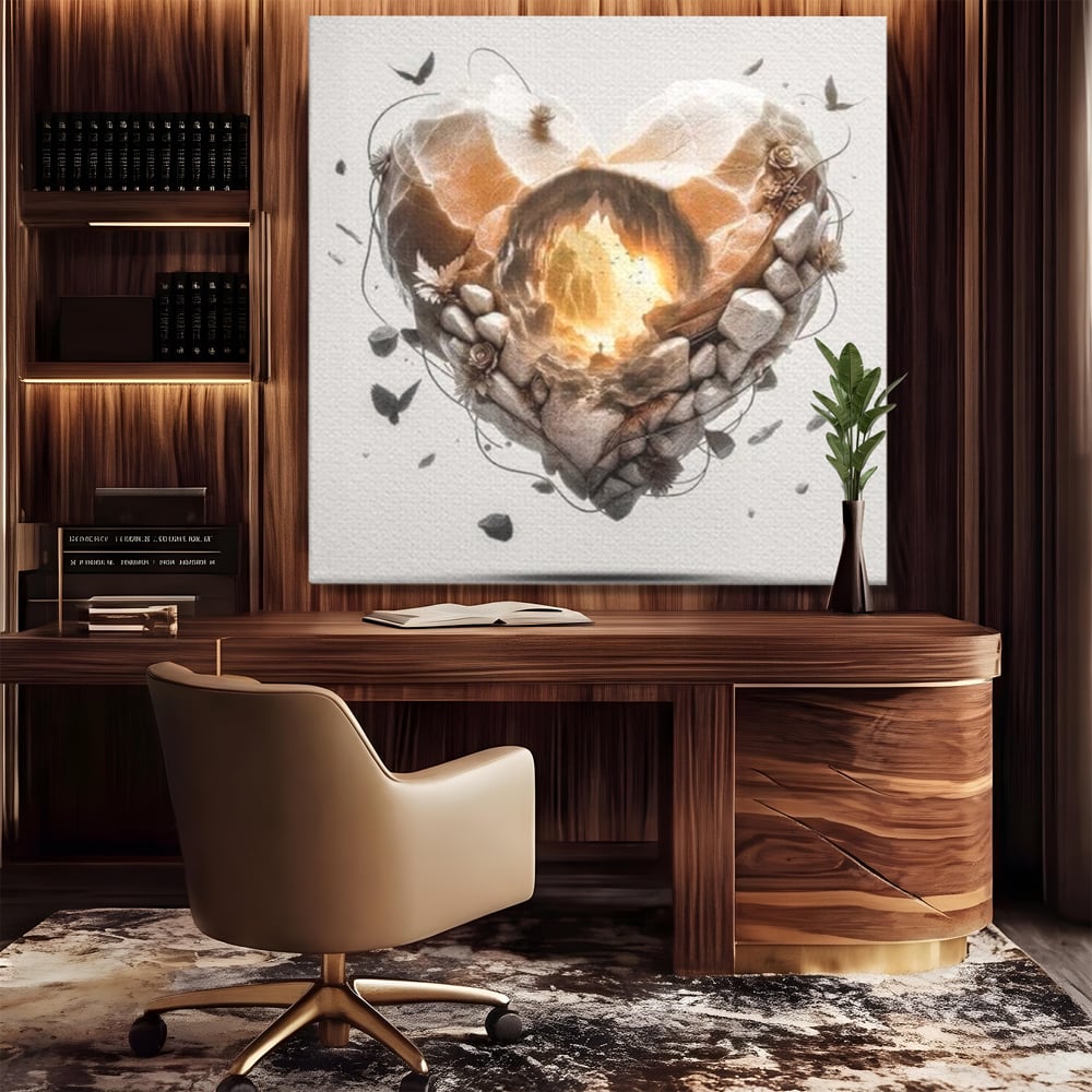 Leinwandbilder Premium LuxCanva® E1008, Eternal Heart, Wiedergeburt, Licht, Hoffnung, Ewigkeit, Eternity, Stones, Wohnzimmer, Lebendige Farben