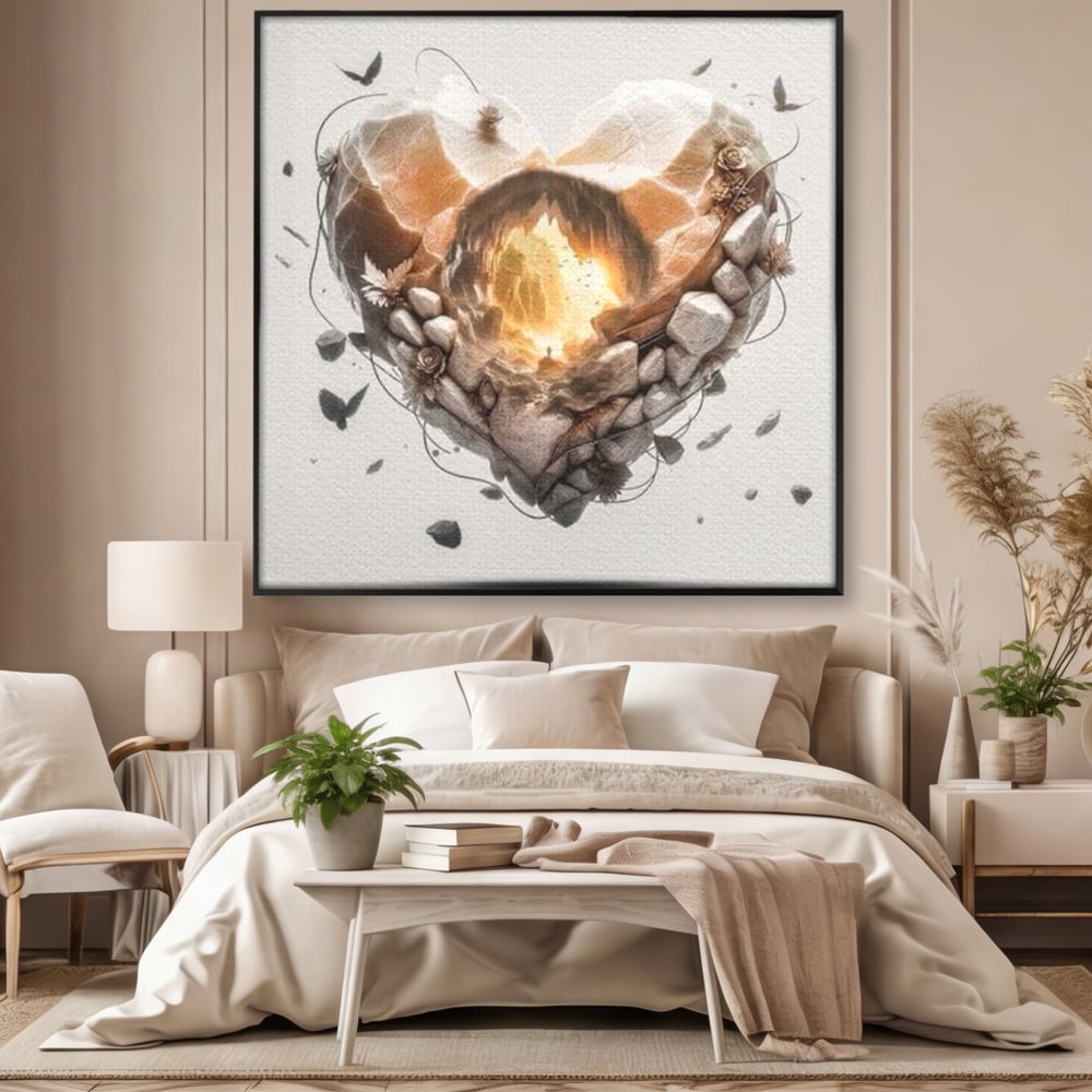 Leinwandbilder Premium LuxCanva® E1008, Eternal Heart, Wiedergeburt, Licht, Hoffnung, Ewigkeit, Eternity, Stones, Wohnzimmer, Lebendige Farben