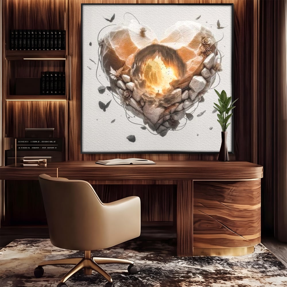 Leinwandbilder Premium LuxCanva® E1008, Eternal Heart, Wiedergeburt, Licht, Hoffnung, Ewigkeit, Eternity, Stones, Wohnzimmer, Lebendige Farben