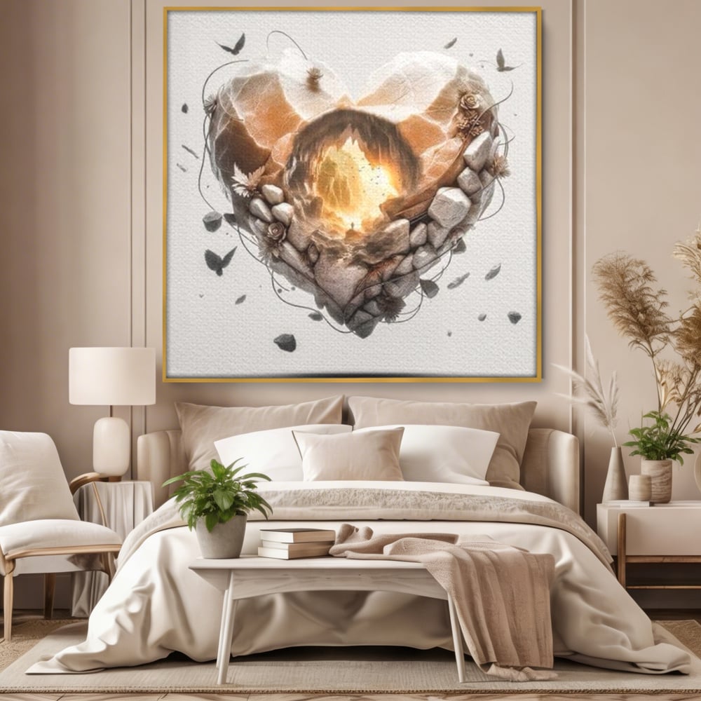 Leinwandbilder Premium LuxCanva® E1008, Eternal Heart, Wiedergeburt, Licht, Hoffnung, Ewigkeit, Eternity, Stones, Wohnzimmer, Lebendige Farben
