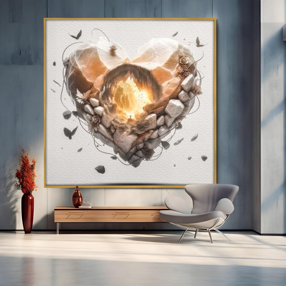 Leinwandbilder Premium LuxCanva® E1008, Eternal Heart, Wiedergeburt, Licht, Hoffnung, Ewigkeit, Eternity, Stones, Wohnzimmer, Lebendige Farben