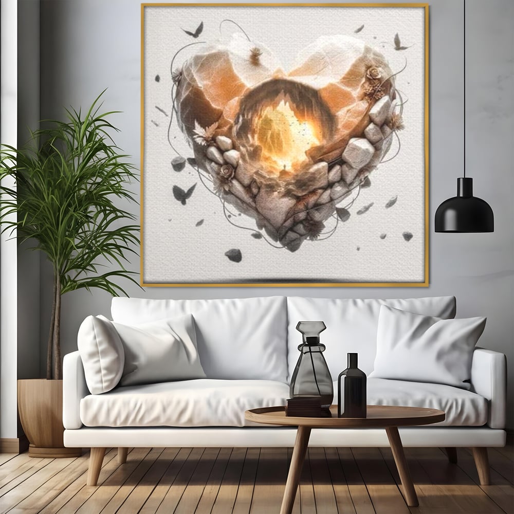Leinwandbilder Premium LuxCanva® E1008, Eternal Heart, Wiedergeburt, Licht, Hoffnung, Ewigkeit, Eternity, Stones, Wohnzimmer, Lebendige Farben