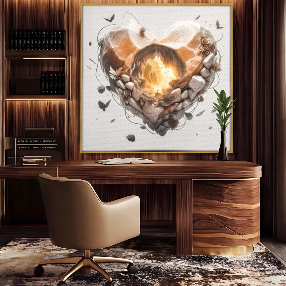 Leinwandbilder Premium LuxCanva® E1008, Eternal Heart, Wiedergeburt, Licht, Hoffnung, Ewigkeit, Eternity, Stones, Wohnzimmer, Lebendige Farben