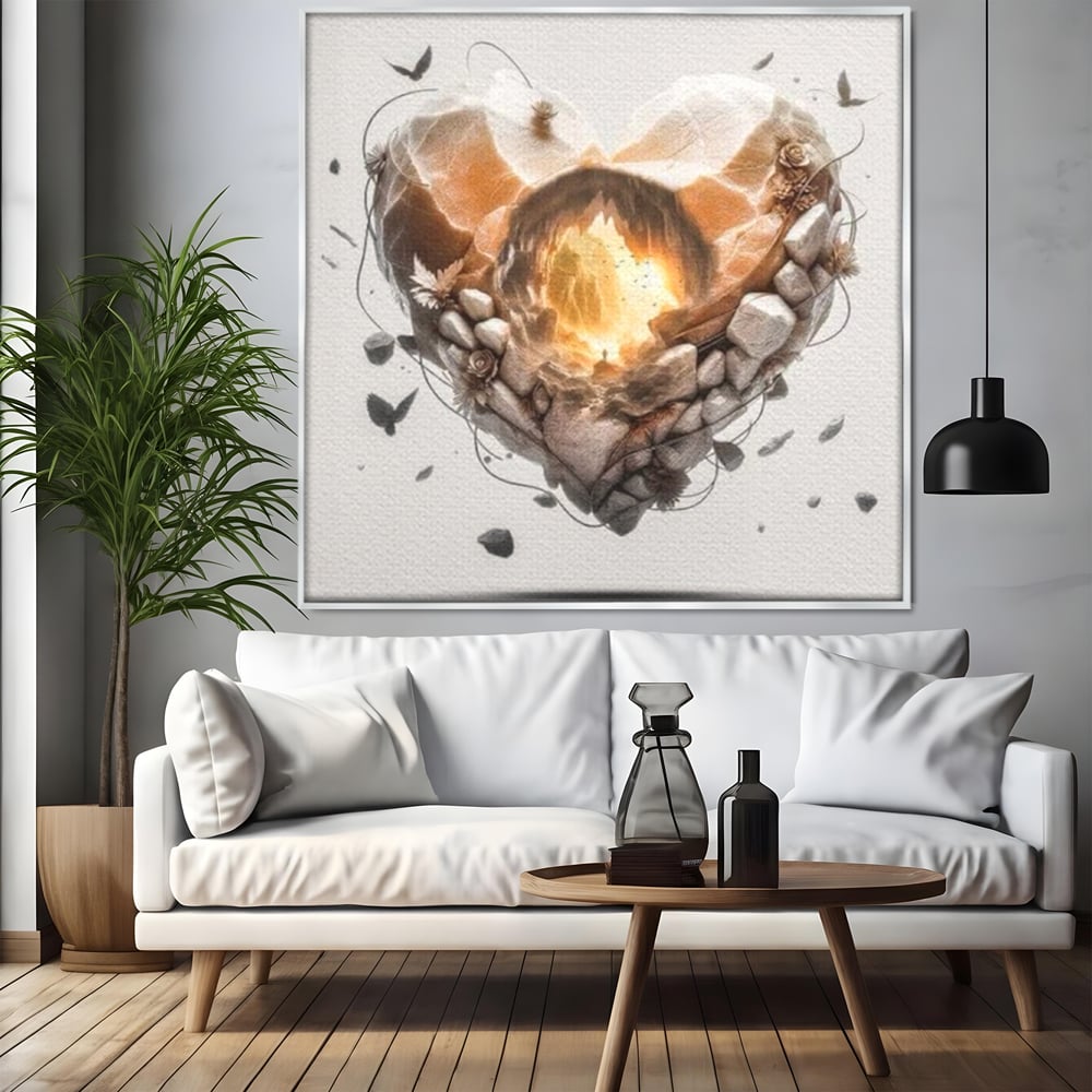 Leinwandbilder Premium LuxCanva® E1008, Eternal Heart, Wiedergeburt, Licht, Hoffnung, Ewigkeit, Eternity, Stones, Wohnzimmer, Lebendige Farben