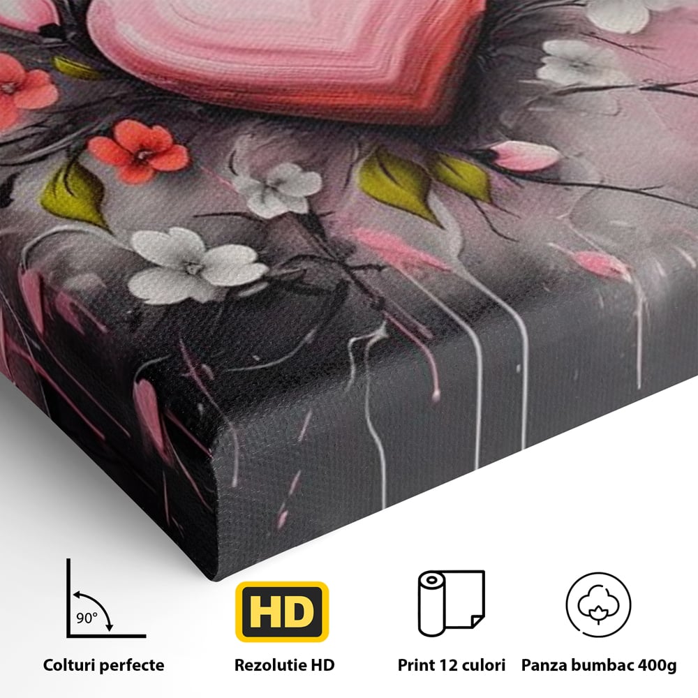 Tablou Canvas Premium LuxCanva® E1009, Rasaritul Inimii in Floare, Iubire, Foc, Delicatete, Romantism, Roz, Living Room, Culori vibrante