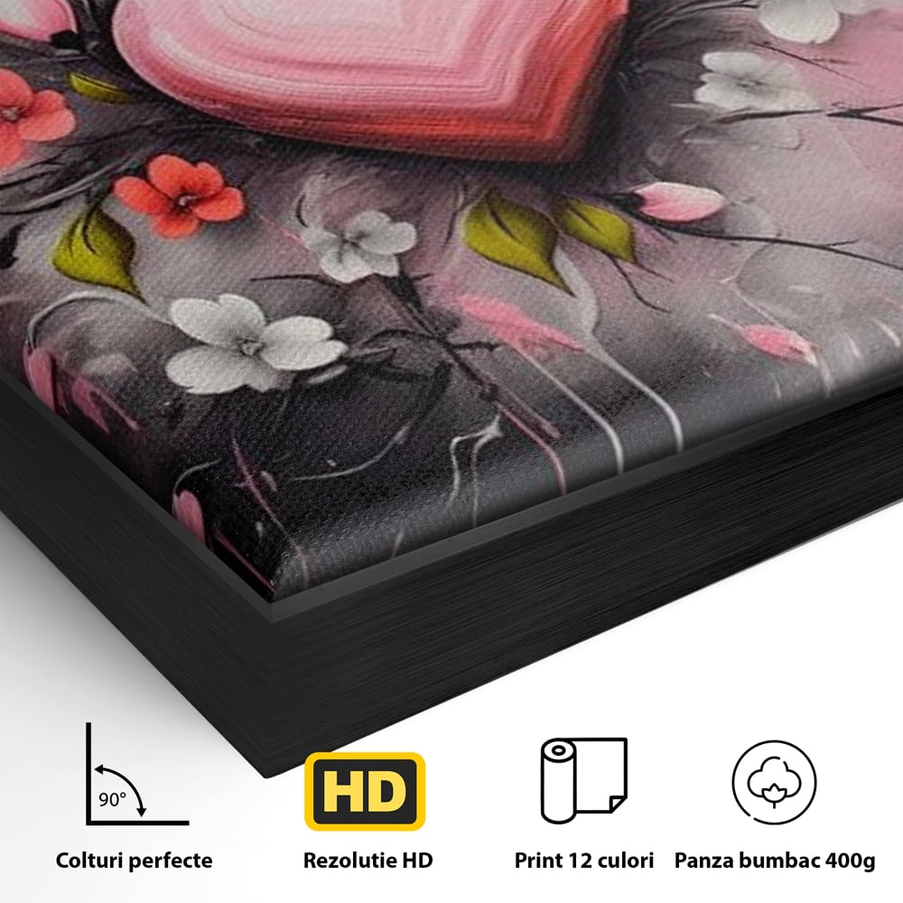 Tablou Canvas Premium LuxCanva® E1009, Rasaritul Inimii in Floare, Iubire, Foc, Delicatete, Romantism, Roz, Living Room, Culori vibrante