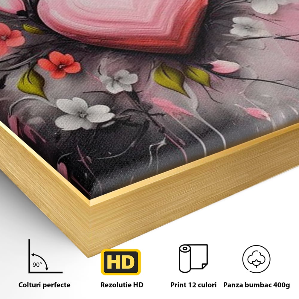Tablou Canvas Premium LuxCanva® E1009, Rasaritul Inimii in Floare, Iubire, Foc, Delicatete, Romantism, Roz, Living Room, Culori vibrante