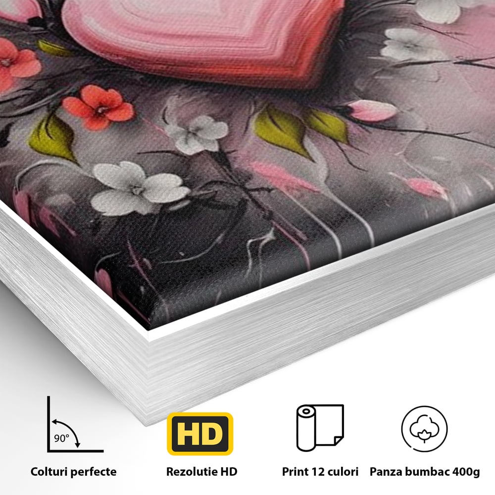 Tablou Canvas Premium LuxCanva® E1009, Rasaritul Inimii in Floare, Iubire, Foc, Delicatete, Romantism, Roz, Living Room, Culori vibrante